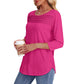 Free shipping on one piece too-Women’s Pleated Detail 3/4 Sleeve Casual T-Shirt
