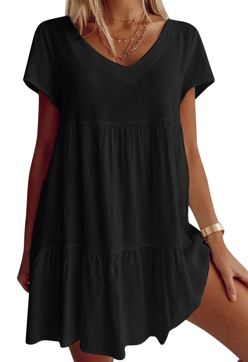 🎉Limited Sale 70% OFF⏳💝Women‘s V-neck Casual Dress With Short Sleeves