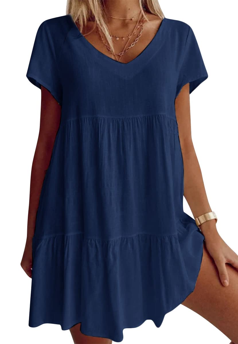 🎉Limited Sale 70% OFF⏳💝Women‘s V-neck Casual Dress With Short Sleeves