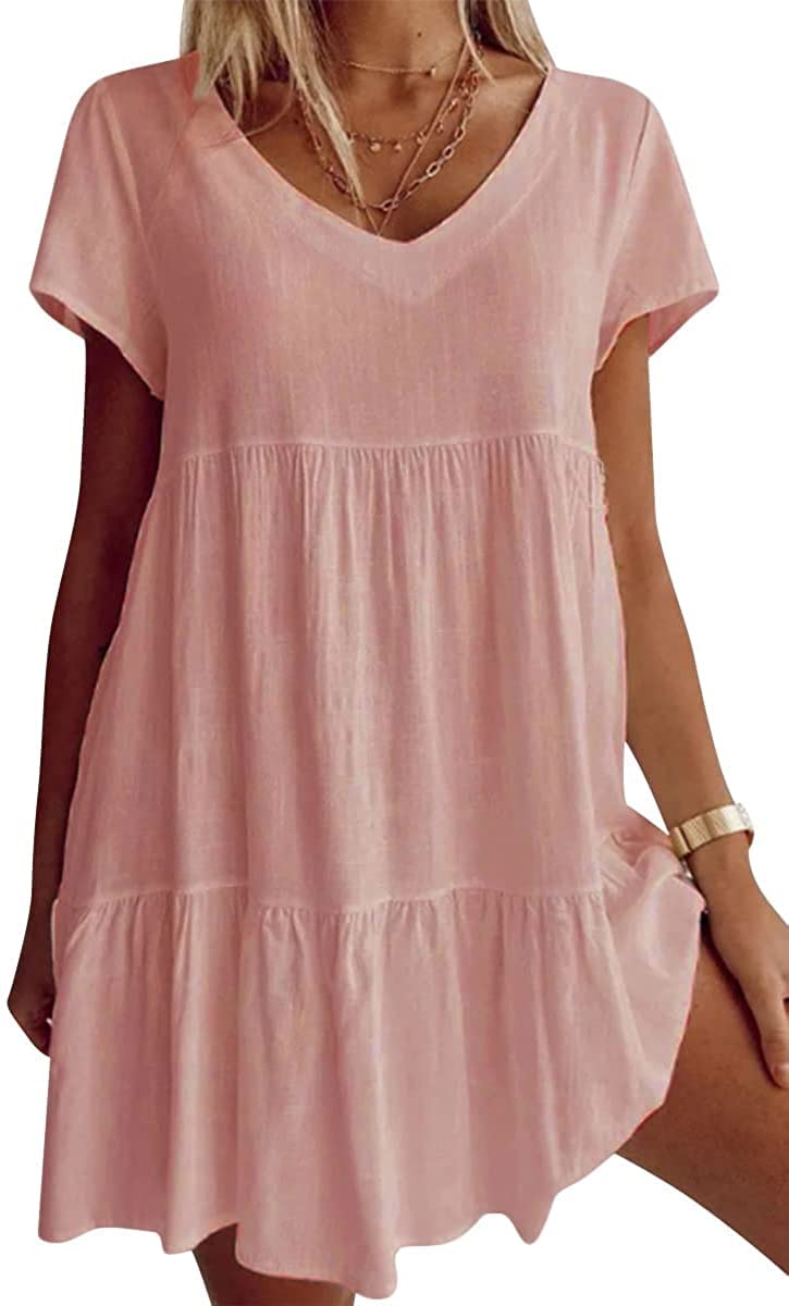 🎉Limited Sale 70% OFF⏳💝Women‘s V-neck Casual Dress With Short Sleeves
