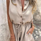 Women’s Belted Button-Down Rompers with Pockets