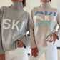 Women's Cozy Turtleneck Letter Pullover Sweater