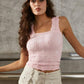 🎁50% OFF!🎁🌸 Women's Wide Strap Square Neck Short Flower Sports Tank Top – Comfort Meets Style! ✨