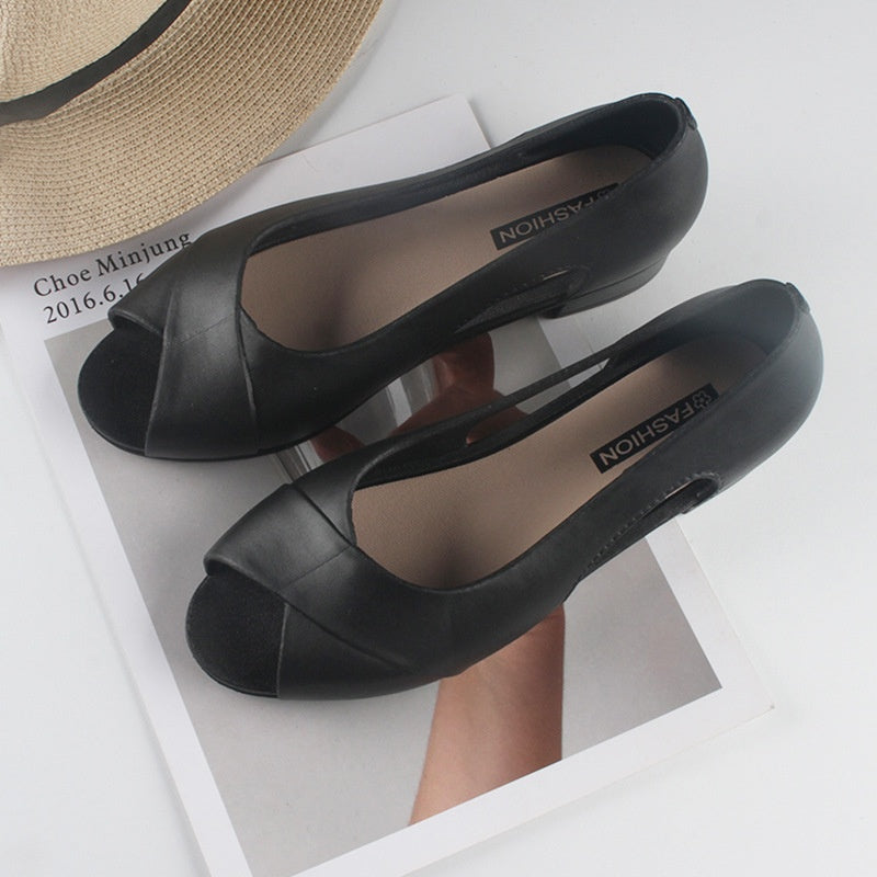 Comfortable Casual Cutout Chunky Heel Shoes