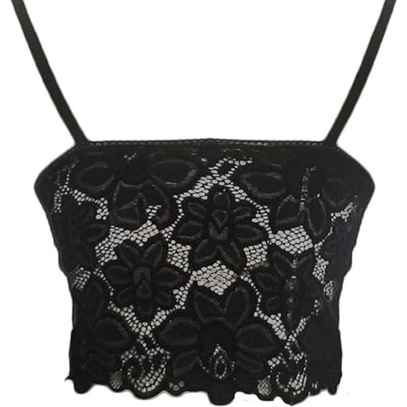 Women Floral Lace Lace Longline Bra Crop Top