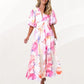 Floral Puff Sleeve A-Line Maxi Dress