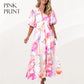 Floral Puff Sleeve A-Line Maxi Dress