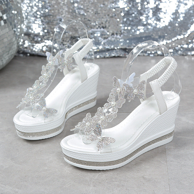 Glitter Butterfly Embellished Open Toe Sandals