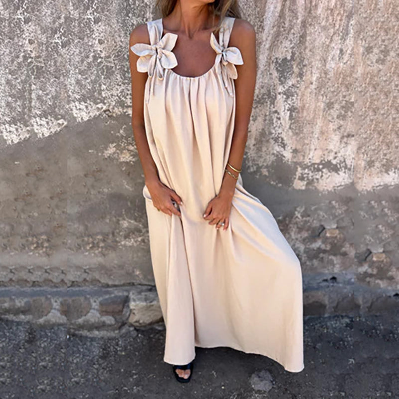 Women’s Elegant Floral Strap Maxi Dress