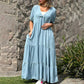 🌸Spring Specials💐 Loose V-neck Tiered Faux Denim Dress