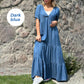 🌸Spring Specials💐 Loose V-neck Tiered Faux Denim Dress