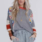 Women's Batwing 3/4 Sleeve Stripe Patchwork Blouse