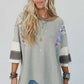 Women's Batwing 3/4 Sleeve Stripe Patchwork Blouse