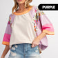 Women's Batwing 3/4 Sleeve Stripe Patchwork Blouse