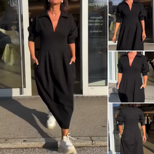 🔥Hot Sale🔥Women's V-Neck Lapel Waist Midi Dress - Stylish for Spring! 🌸