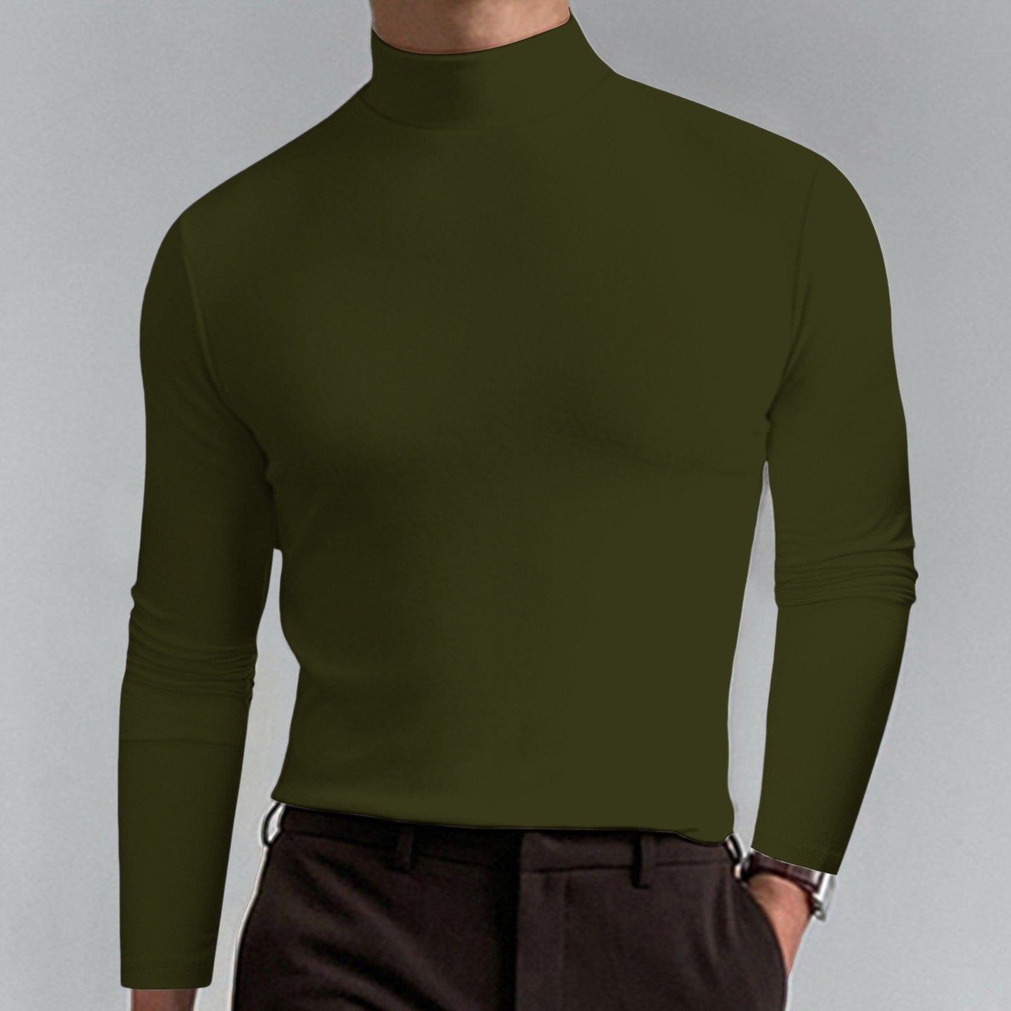 👕 60% OFF NOW! 🔥 Men's High Neck Slim Fit T-Shirt - Stretchy & Breathable for Gym or Casual, Modern Style & Comfort 🏃‍♂️📦