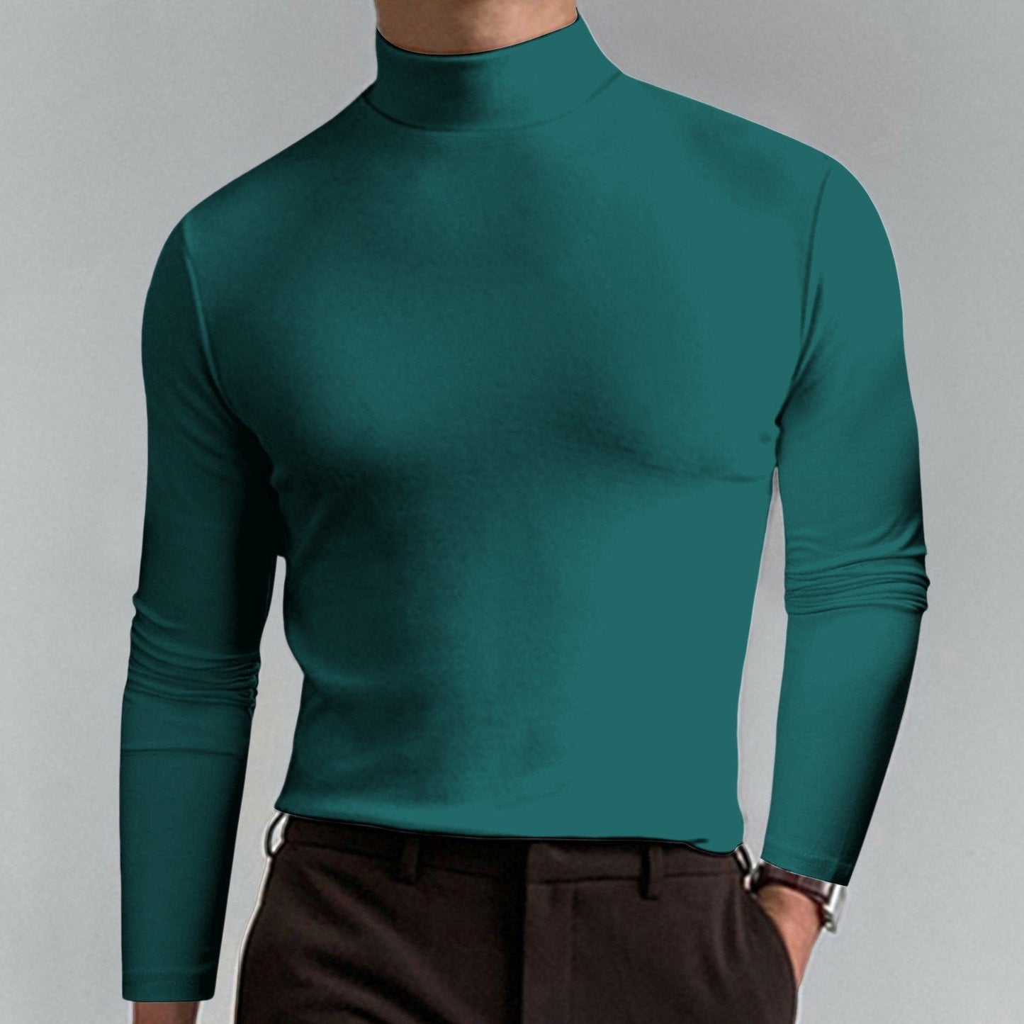 👕 60% OFF NOW! 🔥 Men's High Neck Slim Fit T-Shirt - Stretchy & Breathable for Gym or Casual, Modern Style & Comfort 🏃‍♂️📦