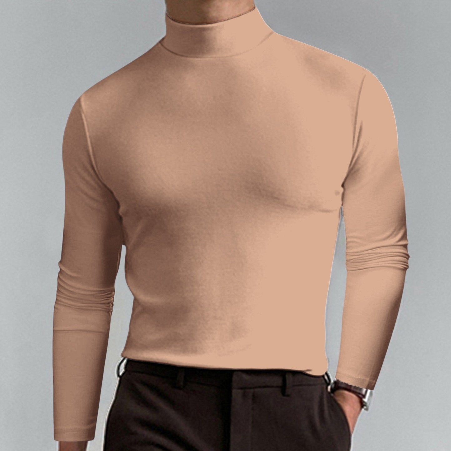 👕 60% OFF NOW! 🔥 Men's High Neck Slim Fit T-Shirt - Stretchy & Breathable for Gym or Casual, Modern Style & Comfort 🏃‍♂️📦