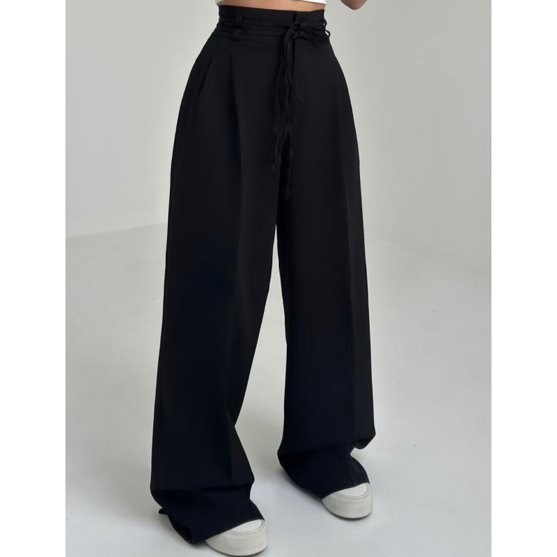 Women’s Solid Color High-Waist Straight-Leg Pants