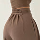 Women’s Solid Color High-Waist Straight-Leg Pants