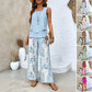 🔥Mother's Day Hot Sale 50% OFF🌺Women's Trendy Print 2 Piece Outfits Sleeveless Top & Pants