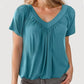🎉Buy 2, get extra 10% off!-Women's Casual Pleated V-Neck Short-Sleeve Top