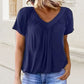🎉Buy 2, get extra 10% off!-Women's Casual Pleated V-Neck Short-Sleeve Top