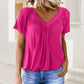 🎉Buy 2, get extra 10% off!-Women's Casual Pleated V-Neck Short-Sleeve Top