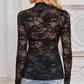 Women's Lace Slim-Fit Long Sleeve Floral Top