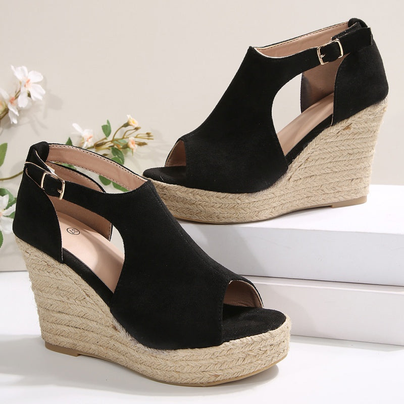 Women's Platform Buckle Strap Peep Toe Sandals