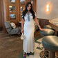 Fashionable Slim-Fit Knit Maxi Dress with Metal Buttons