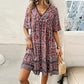 🔥BUY 2 GET 10% OFF👗Women’s Flower Print V Neck Short Sleeve Mini Dress