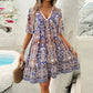 🔥BUY 2 GET 10% OFF👗Women’s Flower Print V Neck Short Sleeve Mini Dress