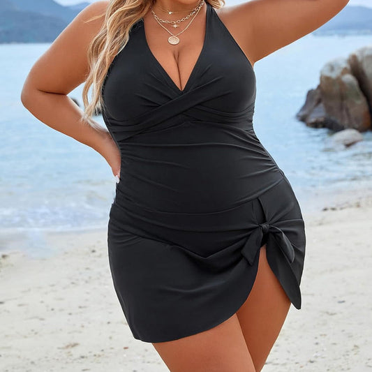 🎉Last Day Sale 49% OFF🩱Women's Plus Size Halter Neck One Piece Swimsuit