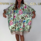 Loose V-Neck Half-Button Front Floral Dress