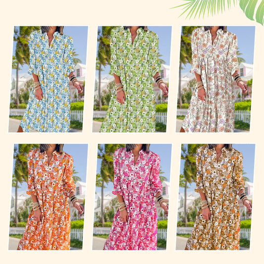 Women's Casual Loose Floral Printed Dresses
