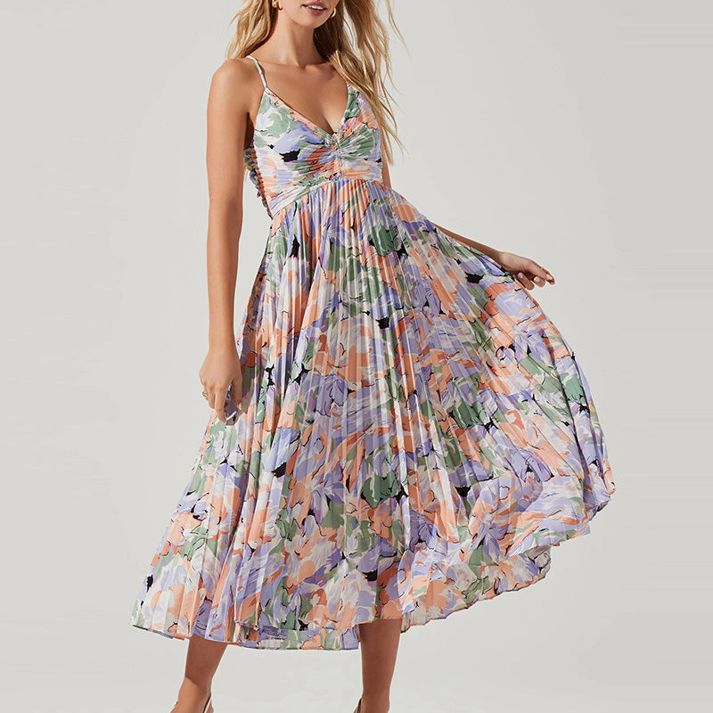 Women's Fashion V-Neck Sleeveless Printed Dresses