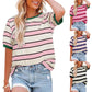 Women's Casual Striped Color Block T-Shirt