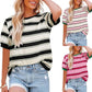 Women's Casual Striped Color Block T-Shirt