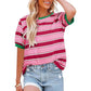Women's Casual Striped Color Block T-Shirt