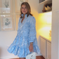 Women’s Elegant Floral Print V-Neck Dress