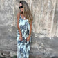 Women's Printed Spaghetti Strap Backless Dress