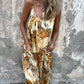 Women's Printed Spaghetti Strap Backless Dress