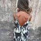 Women's Printed Spaghetti Strap Backless Dress