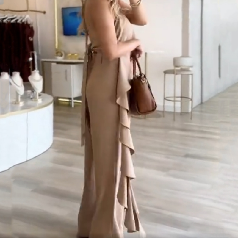Women's Backless Top & Loose Wide Leg Pants Set