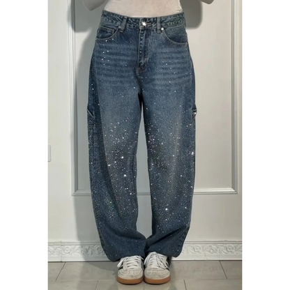 🌸Hot Sale Offers💐 Women's Straight Jeans with Rhinestones
