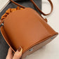 Handmade PU Leather Drawstring Bucket Bag for Women