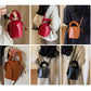 Handmade PU Leather Drawstring Bucket Bag for Women