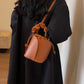 Handmade PU Leather Drawstring Bucket Bag for Women