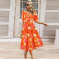 💖Last Day Sale 50% Off💖Women's V-neck Printed Casual Dress